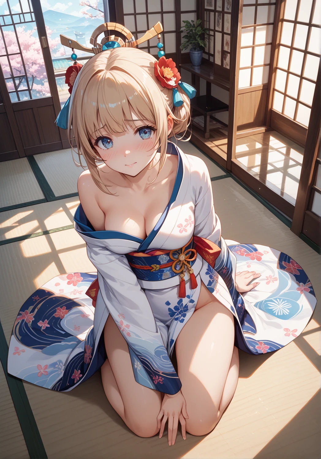 1 beautiful woman, seductive sexy, Alluring plumpness:1.3, Brunette, Straight-haired, pupils sparking, long upper eyelashes, (wearing yukata in hotel:1.5), Japanese-style rooms at the hotel, futon, seductive smile, light blush, ear blush, seductive expression, sexy tease, high quality chothing, beautiful and delicate chothing, super detail face, high detail and delicate eyes, ((accurate limbs)), ((correct finger)), (super textured skin), high quality background, award winning, masterpiece, anatomically correct, retina, highres, UHD, 16k, 8k
