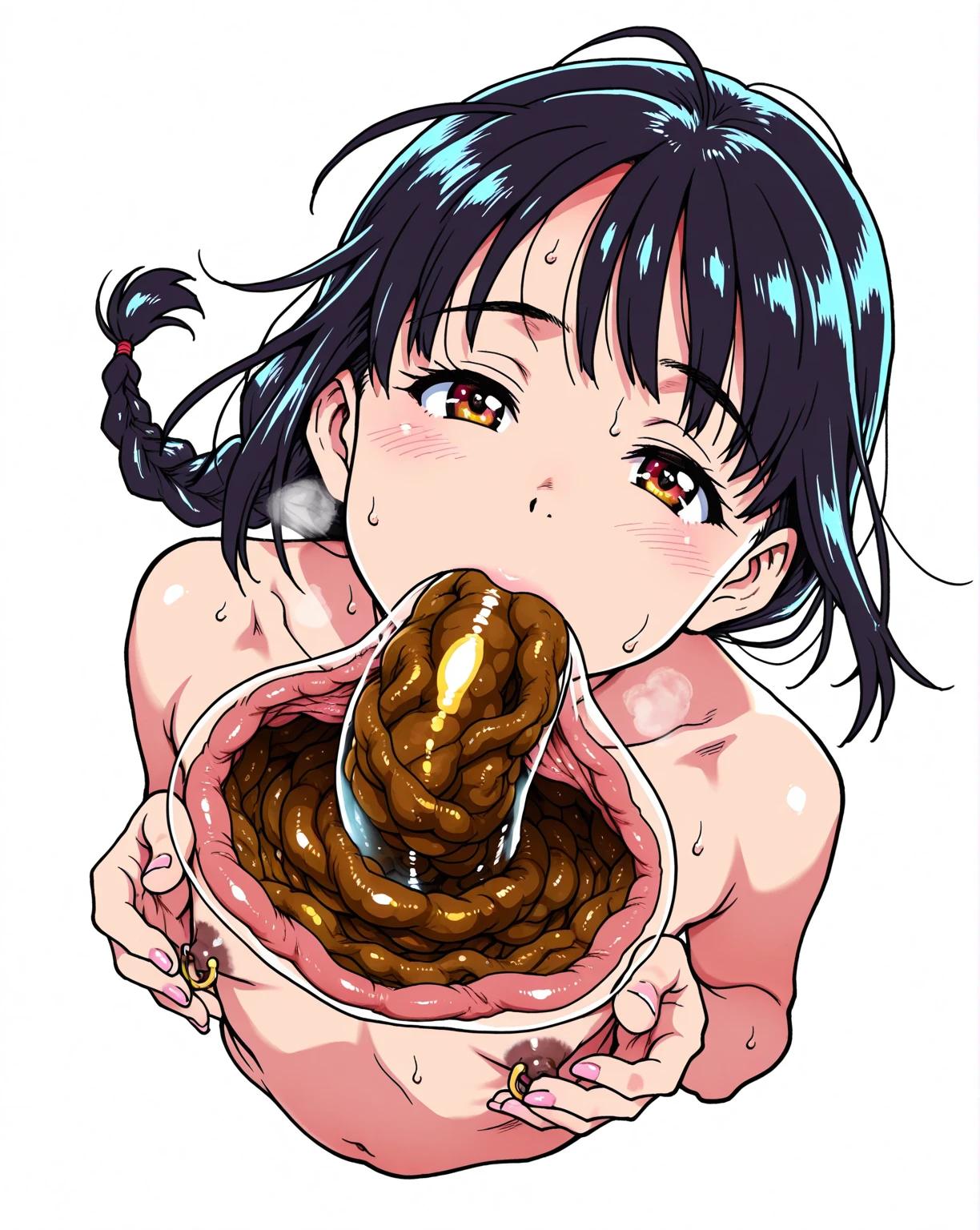 1shemale, nude, nsfw, (((((smegma))))), (((smegma penis))), (((dark penis))), (((dark testicles))), (((sagging testicles))), (pubic hair), (hariy armpits),  (very stinky smell, steam, steaming body), (masterpiece:1.1),(Hyperrealistic art:1.1),(Extremely high-resolutio details:1.1), (photographic:1.1), (realism pushed to extreme:1.1), (fine texture:1.1), anime