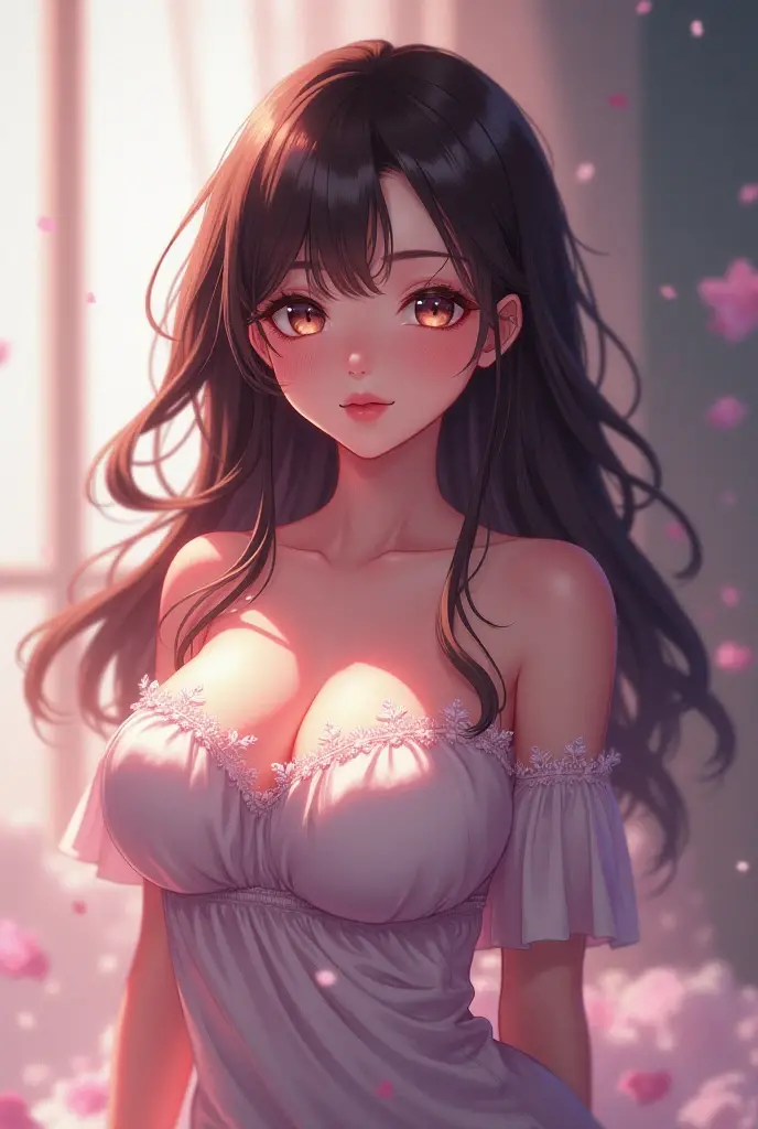 One person, anime, Large Breasts, Blushing, Open your mouth a little, Long Hair, naked