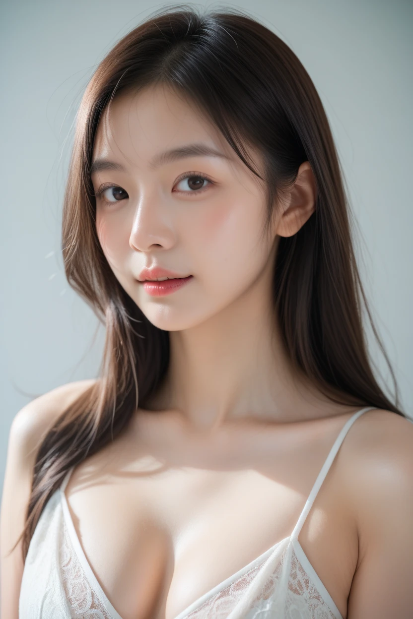 1 girl, (sad:1.4), (Photo Real:1.4), (hyper realisitic:1.4), (Smooth lighting:1.05), 22 years old, Soft lighting, Back lighting, (cheerfulness:1.2), (Finest Real Textured Skins), Narrow-eyed, Super fine face, Gravure Idol Pose, glowy skin, retinas, Anatomically correct, acurate, Super Detail, Textured skin, High quality, high details, Best Quality, High resolution,