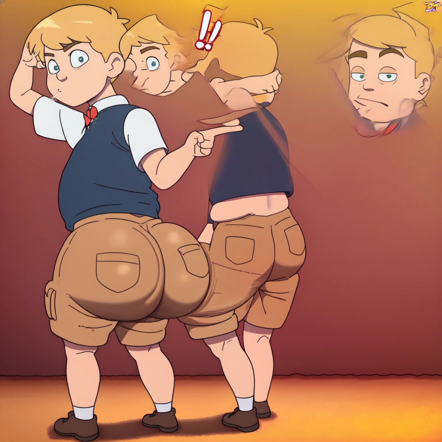 shaggy rogers, tank top, bottomless, side view, legs together, long penis, big butt, eager, shoes, looking behind, 1boy, no Scooby doo, no vagina, no clone, solo, mirror, reflection, bedroom