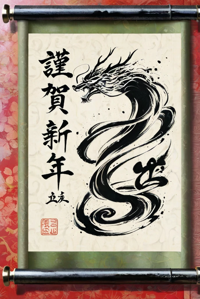 an asian dragon in calligraphy style