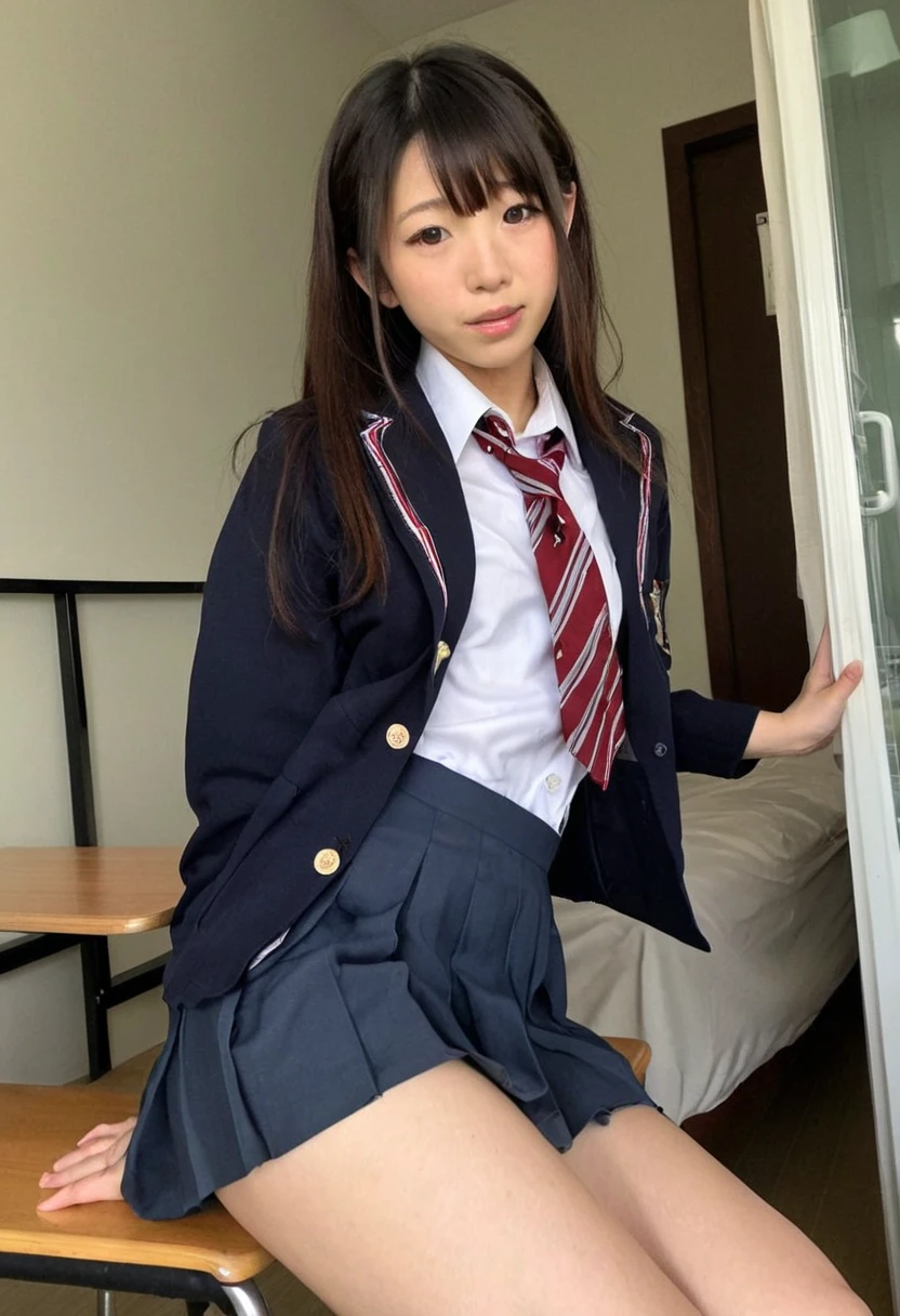 Young, Elementary school student, Black hair, Pigtails, Flat chest, Uniform, No panties, Nipples, Smiling face, Small ass, Widened anus