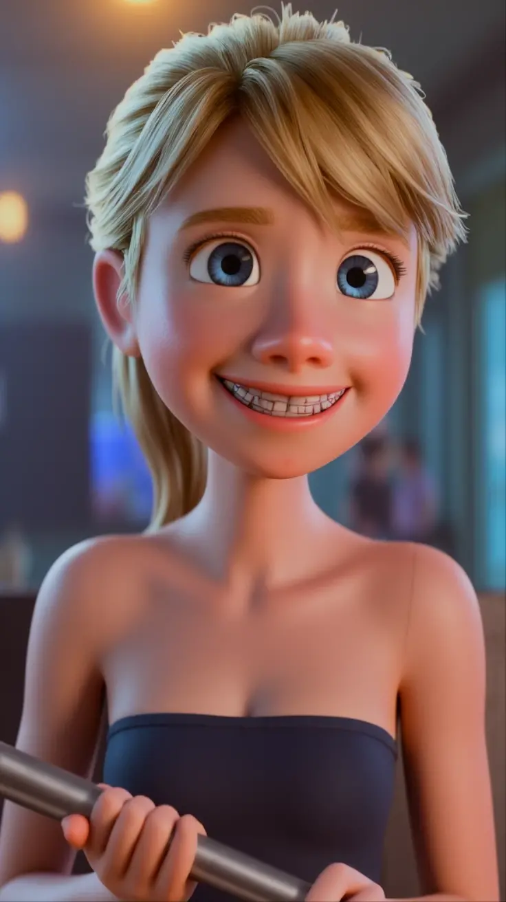 Scarlet overkill, greeneyes, ((biquíni hih neck red)), tilt your head, ((red slip bikini)), cowboy shot, coxas nuas, 1 girl, alone, salient smile, gazing at viewer, ((whole body)), 正面, pose, best qualityer, no flaws