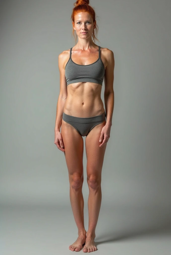A sexy girl with leg-length blonde hair with a long large chest and a thin waist standing naked