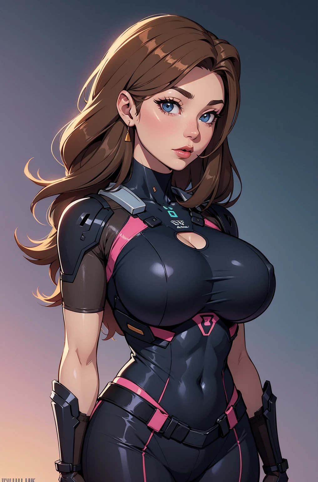 (redshift style:1.1), (analog style:1.1), sexy, Overwatch style,

realistic, photo shoot, professional, high contrast,

(D.va from Overwatch:1.2),Hana Song, 1girl, solo, expressive look, hearts, detailed eyes, eyes by Ilya Kuvshinov style, sharp pupils, realistic pupils,
wearing blue body armor,
perfect face,

upper body,

 (whole body shot:1.2), cleavage, breast focus, from above,
masterpiece, best quality, HDR, viewpoint, highest quality, sharp focus, 8k, abstract background, colorful background, pink hearts in background,
skin pores, intricate skin texture, realistic skin,
hair flaps,

[(colorful explosion psychedelic paint colors:1.2)::0.2],  cromulent, cold,

dynamic lights, bokeh, glowing background,