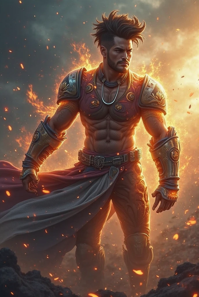 foto ultra realista de corpo inteiro de um homem anjo guerreiro, asas douradas, strong muscles, Fire sword in hand, octane rendering, 16k UHD, high details, super detail, best quality, 8k