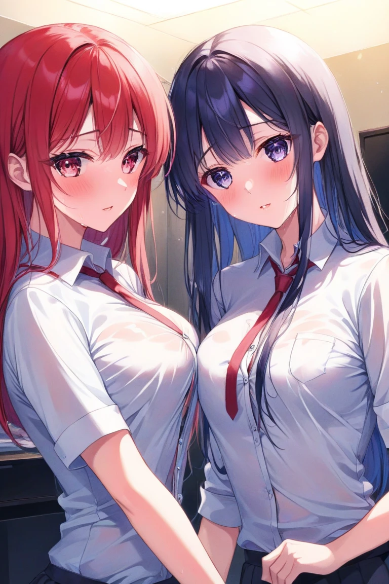 (masterpiece:1.2, highest quality), (realistic, photorealistic:1.4), beautiful illustrations,
looking at the viewer, full body, Front view:0.6,
1 girl,Female CEO Japanese, high School girl, (long hair:1.5), blown hair, (half up, half updo), bangs, hair between eyes, big breasts:0.8,
beautiful hair, beautiful face, detailed and beautiful eyes, beautiful clavicle, beautiful body, beautiful breasts, beautiful thighs, beautiful feet, beautiful fingers,
(beautiful scenery), , School,
((collared short sleeve shirt, white shirt, , Grey plaid pleated skirt, blue plaid bow tie)), white panties,
(Are standing, , lift the skirt, grab the hem of the skirt, put your hand on your chest, hand between legs),
blush, ,camel toe、huge tit、Nipple Puffs、cleavage、Plump、Super big breasts、Super big butt