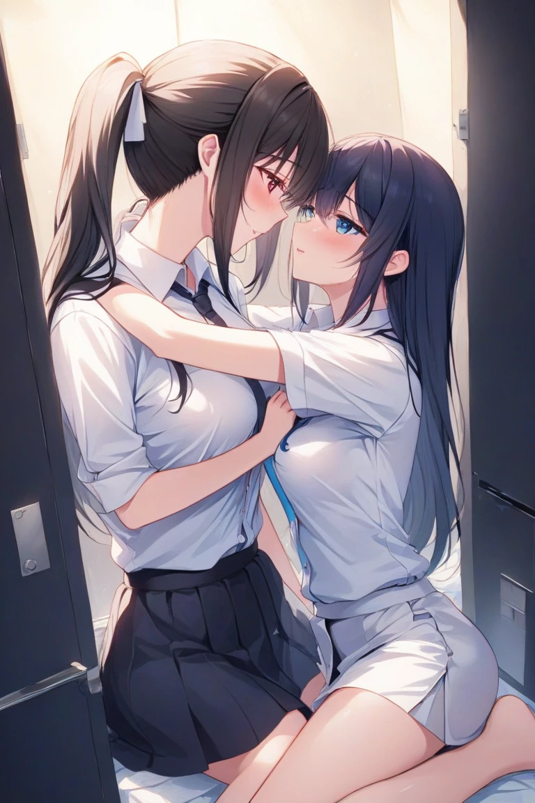 Three Sisters,Lesbian,Half naked,Unbuttoned,In heat,Having an orgasm,Squirting,Masturbating,ponytail,Showing genitals