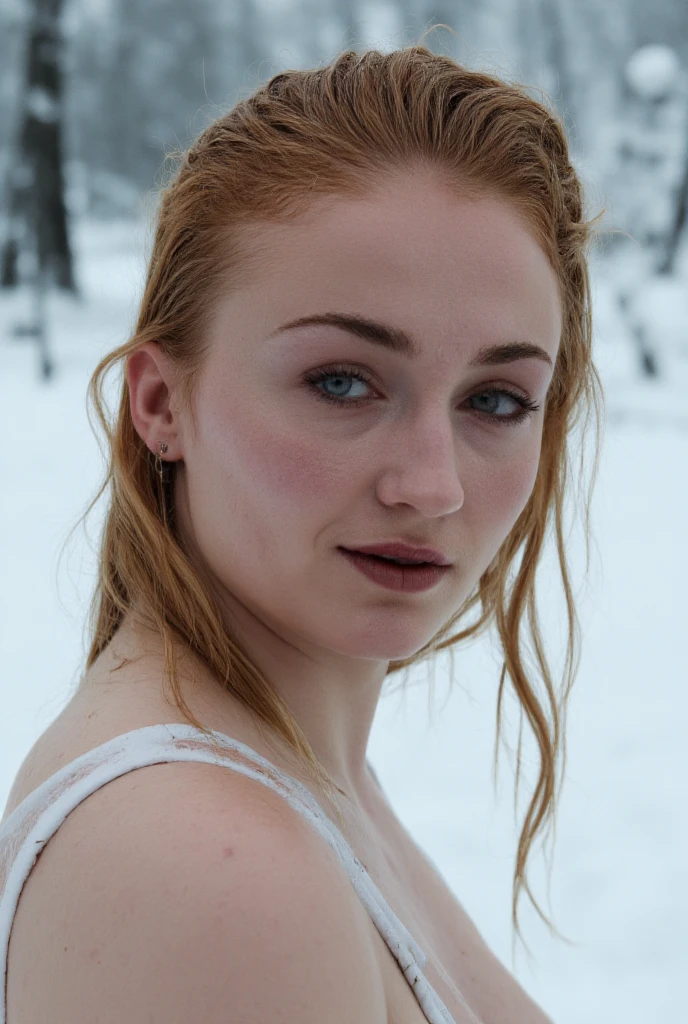 Sansa stark, poses, nieve, sensual, intense, provocative, nudes,