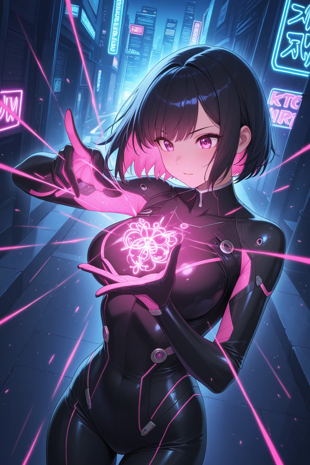 1 female,Browsing Caution, ((still)),((A monster fused with a rose)), ochako uraraka, Brown Hair, short hair, blush, blush stickers,Bodysuits, Fits perfectly to the skin, Superhero,clavicle,Absurd, Hollow Eyes, ((Big 1.8)),((hypnotism,Mind control,Expressionless,Emotion Control Device)), ((Eyes Wide Open)),(The pupils constrict,Glowing purple eyes,Hollow Eyes),(indoor,Nightclub),night,Cowboy Shot, brainwashing,Hollow Eyes), (highest quality、4K、8k、High resolution、Must have:1.2)、Very detailed、(reality、reality、reality:1.37)、Ticker、Hyper HD、Studio Lighting、Ultra-precise Paint、Sharp focus、Physically Based Rendering、Very detailed、Professional specifications、Vibrancy and color、Blurred、Sports portrait、landscape、Horror Style、Anime Big 、sf、photograph、Concept Artist、Five Fingers, Perfect body, {{{masterpiece}}}, {{{highest quality}}}, {{Very detailed}}, {shape}, {{Very delicate and beautiful}},Improved cost performance、All Roles、Canon 5D MK4でphotograph、photograph,