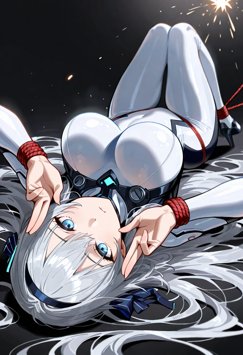 (masterpiece, best quality:1.5), (ultra detailed, high resolution, 8k, beautiful detailed, UHD, best anatomy), white hair, very flat breasts, 1 cool girl, a screen cracks,