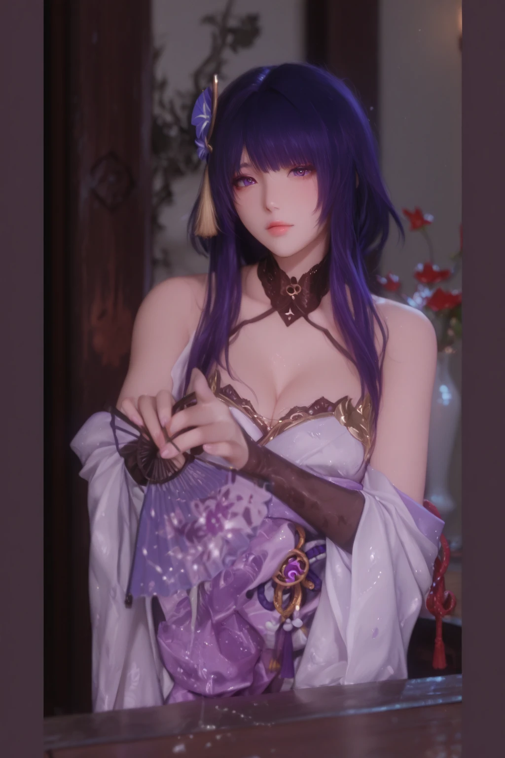 (erotic, seductive, lustful), (masterpiece, best quality), (intricate details), ultra detailed, beautiful and aesthetic, (photo), (1girl), cassiopeia, lipstick, medium breast, ecstatic eyes, blushing, highly detailed, solo, nsfw, league of legends, monster girl, lamia, spirit blossom, purple hair, kimono, paizuri, fondling , titfuck
