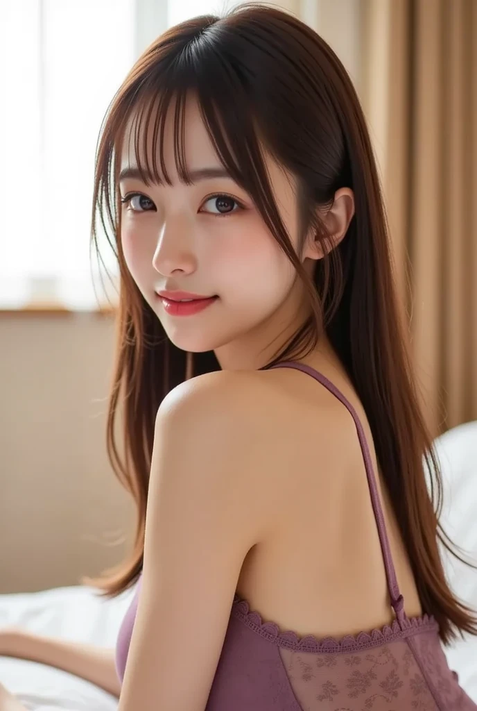 You are a professional photographer。Highest quality, masterpiece, Ultra-high resolution, (Realistic), Please sit down and spread your legs.、RAW Photos, Japanese Idols、ponytail、Brown micro bikini, 、Whole Body Ezbian、choker、Highly detailed face and skin texture, Delicate eyes, double eyelid