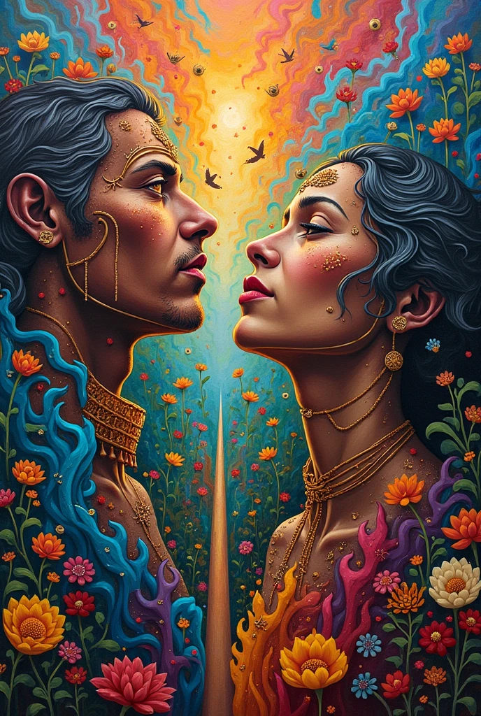 the lovers, artwork inspired by Dave Mckean, intricate details, oil painted