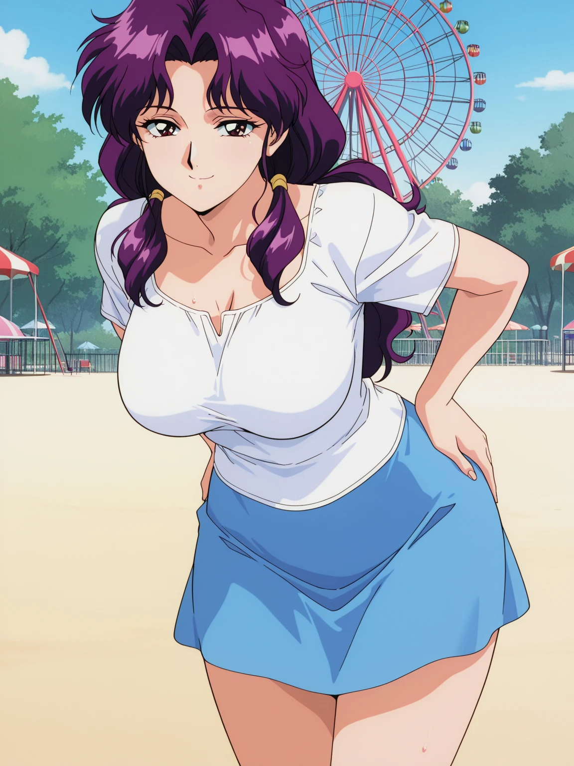 American girl of 18, video gamer, wearing tranparent short T-shirt, black hair, ((blush: 0.8)), natural skin texture, 4K textures, highly detailed, insane details, faint colors , ((long wavy hair)), ((smile on face: 0.4)), (no panties: 0.2), ((looking directly at the camera)), ((tilted head: 0.8 )), ((large breasts:1)). ((full body:1)),cheerfall background