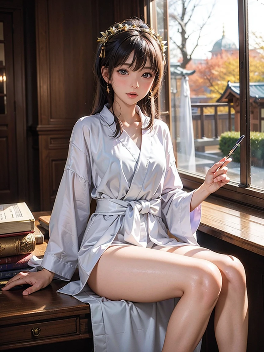 Anime girl, naked, transparent blouse, legs open, no bra --auto --s2