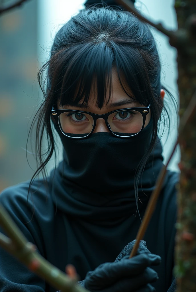 A beautiful and thinnest Malaysian Muslim girl with a pair of school glasses wears grey clouded leopard turtleneck unitard catsuit and grey clouded leopard print Lycra dancewear hijab.She was crawling in the woods