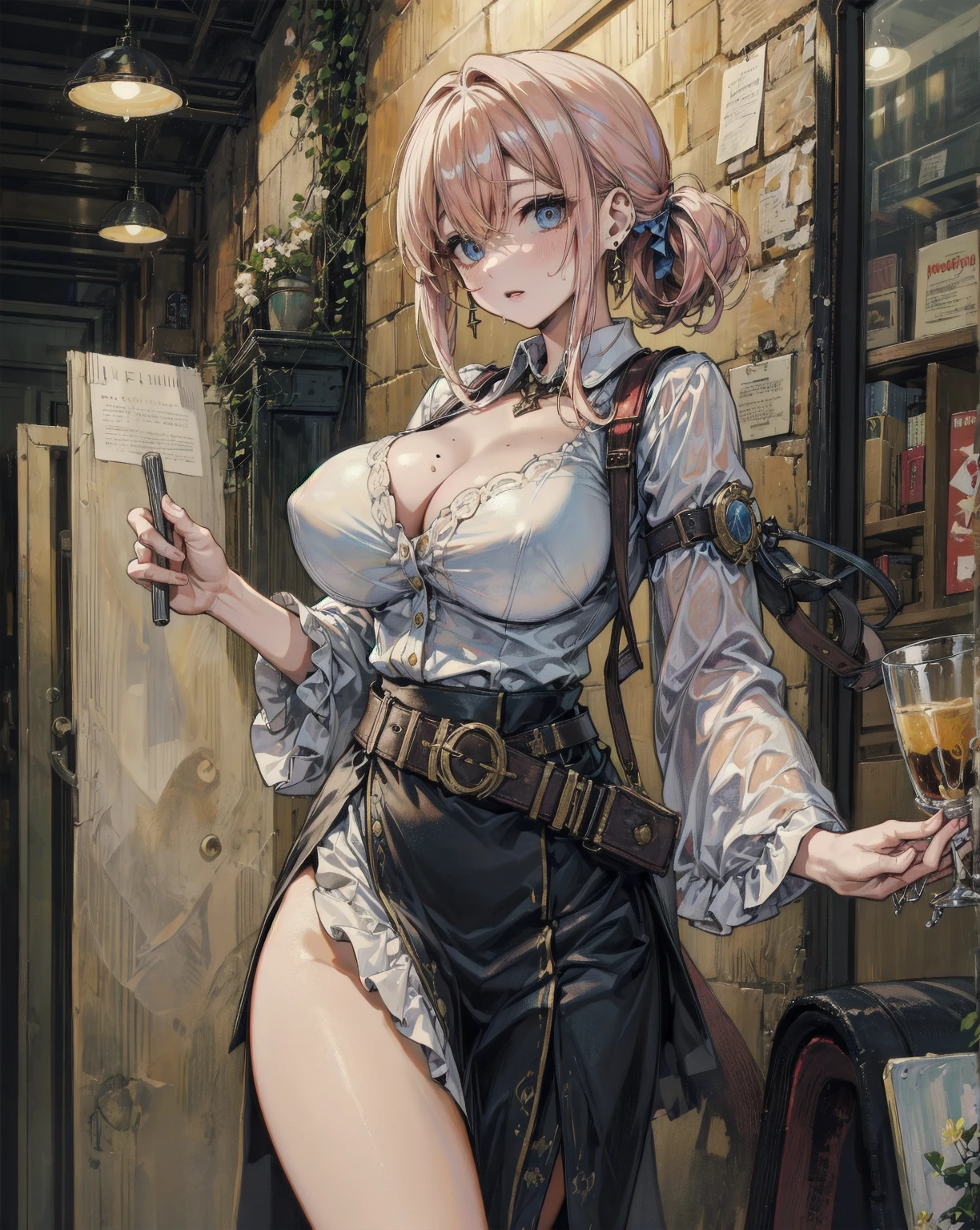 ((Nurse:1.3)),hiquality, hight resolution, ultra-detailliert, high-level image quality, hightquality, anime illustrated, (finely detailed beautiful eye: 1.2), Detailed eye depiction, (finely detailed eyes and detailed face:1.3), (extremely details CG, Best Shadow:1.1), Depth of field and blur, (Perfect Detail: 1.1) , digitial illustration, Enamel Art, Center, Watercolor painting, art stations, concept-art, character sheets, Lightning Wave, beautiful anime watercolors, Vibrant colors, Sharp Focus, art by:hyung tae kim, Fine detail, intricate detailes, Curvaceous body, Detailed eye depiction, Vibrant colors,((Nervous look before riding a roller coaster))