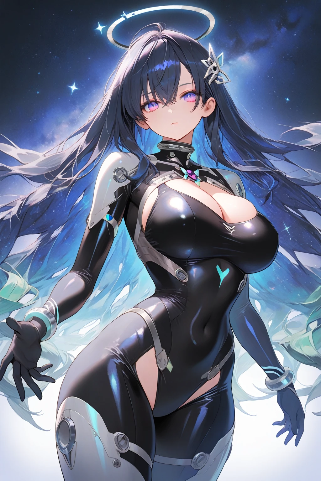 (masterpiece),(Highest quality),(Super detailed),(Best illustrations),(Best Shadow),(Absurd),(Detailed Background),(so beautiful), 16K, 8K, 4K,(Best Shadow),Raiden shogun,empty eyes,robotization,woman ,big bust,Robot Joint ,Metal skin,Black Suit,long hair,a black suit that covers the whole body