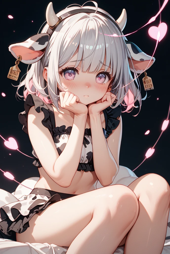 At the cow ranch、hug、On all fours、flat chest、Rough sex、Cow print bikini、Both eyes open、Hardcore、Nipples、Pussy、Covered in semen、Girl、Girl、Short、Younger、Lower school year、Baby Face、Dynamic Angle、masterpiece、best quality、ultra-detail、grass、null、fence

