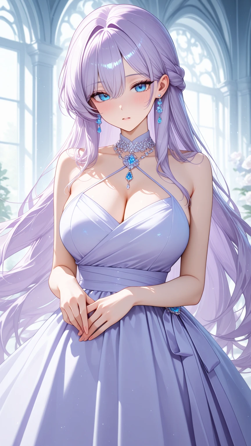 最high quality、Best image quality、masterpiece、and((cute、18-year-old、Best Bust、Medium Bust、Beautiful Blue Eyes、Spread your chest wide,Pastel Hair、ponytail、Disheveled Hair、thin、Highest Valley、Pastel Dress、smile、necklace、Wristband、)）high quality、Beautiful art、background((Pastel Room、Live Performance Venues)),Tabletop、Exquisite design、Visual Arts、Written boundary depth、Best lighting、Highest detail、8ｋ