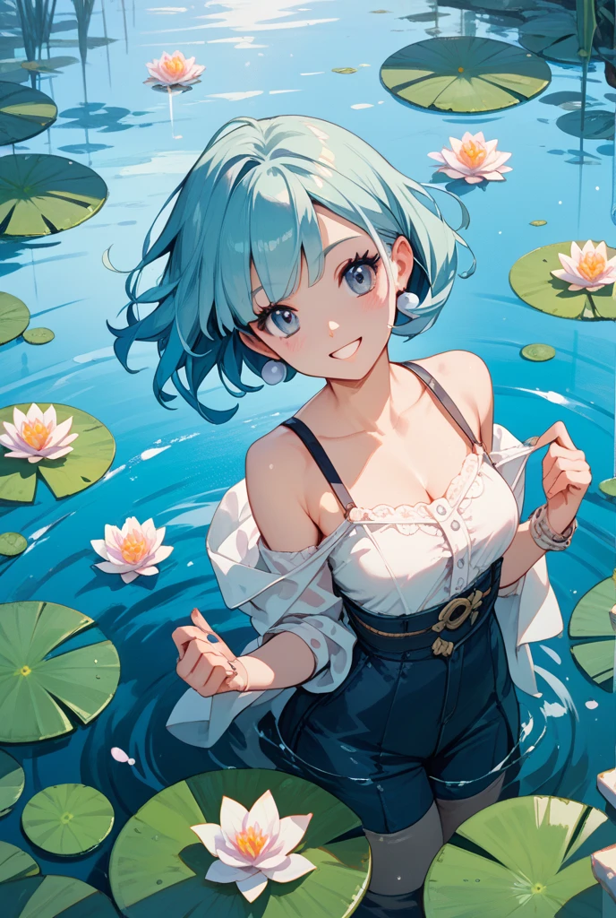 Brilliant coral reefs、Colorful fish、Tropical plants、And surrounded by bright sunlight、Swim in the clear blue water、Woman enjoying a refreshing swim。Illustrated by Akira Yoshida、Extremely realistic detailing
