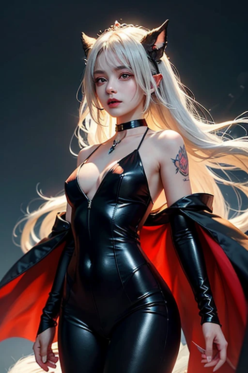 hdr(HighDynamicRange),Ray traching,NVIDIA ,Perfect image quality,Long-haired woman,Slim figure,S-curve,Leg length, appeal,Delicate facial features,High nose bridge,Big eyes,Silver hair,Mature woman,Black bandeau,Forest at night,rays of moonlight,nabel,good finger,Perfect eyes,Cinematic light,Open your eyes slightly,Pantyhose,Long black dress, Gothic ,Fog was thick,(torn laundry:1.5), (wetclothes:1.4)