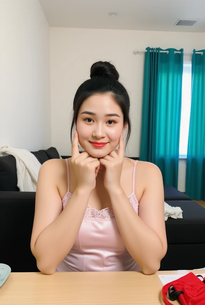 (nsfw:1.3),(groping,dark red shirt:1.2),having sex pov,vaginal penis:1.3),(,lying on bed and spreading legs,missionary position),(thick arms:1.2),(from above:1.1),(pubic hair,wetty pussy:1.1),head on pillow,sweaty,single mole on cheek,black hair,voluminous hair,unkempt hair,plump body,tall woman, smile,open mouth,27 years old,(fair skin:1.3),(cute eyes,tareme),plump oval face,light makeup,(excessive cum,cum in pussy,creampie,bukkake)
