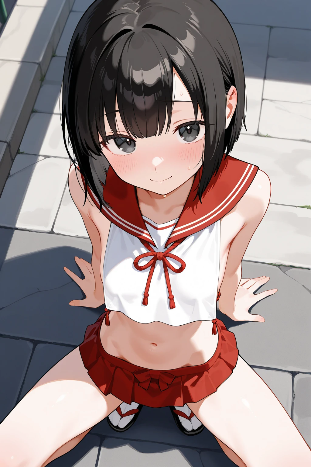 nsfw, shinkai makoto, Kimi No Na Wa., One girl,15yo, bangs, Black Hair, blush, Brown eyes, Glowing Skin, Red headband, Red ribbon, Red Bow, Exposing shoulders, Black knee socks, short hair, smile, Small breasts, (Nipples are visible), Down blouse, Open your mouth, cute, alone, Happy, hair ornaments, Bunny ears, Playboy Bunny, Pink leotard, Detachable collar, Looking at the audience, Pink Background, Simple Background, Upper Body, Leaning forward, Fishnet tights