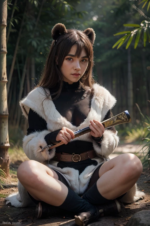 Young magical girl, Hooded cloak, fox ears, sexy, underwear, in forest, underboob, 