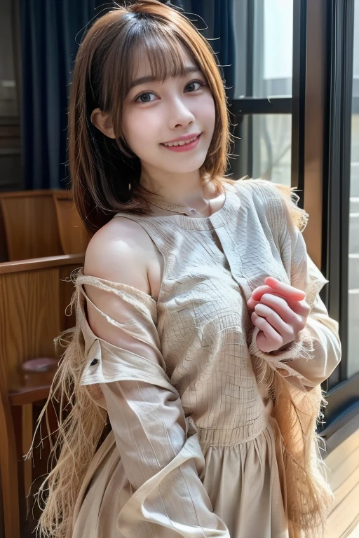 (((masterpiece、Highest quality、Very detailed:1.42、Focus on the eyes)))、Appearance: late 20s to early 30s、There is natural beauty、Hair that gives a gentle impression、long、Slightly wavy、Soft texture、Natural luster、Skin with detailed expression、Smooth、Natural Texture、Facial expressions that realistically reproduce natural shadows and skin texture、Calm and、Signs of a smile、Friendly height and build、Have a balanced proportion、Casual wear、Sophisticated.、Emphasize individuality、Warm colors and designs、A hairstyle that exudes natural charm、natural wavy long hair、Softness and lightness、The hairstyle is simple but elegant overall.、Emphasis on familiarity and naturalness、Attractive and impressive、Facial expressions and poses、Reproduces realistic texture down to the smallest detail、Confidence and inner beauty、Give a sense of reality、Hair and clothing texture、Skin expression、Attention to detail