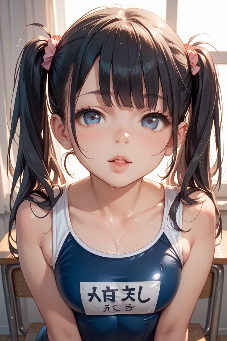 masterpiece, highest quality, One Girl, Thighs, beautiful girl, Small waist, Official Art, RAWphotograph,colorful、Bright lighting、Face Light, Ultra-realistic, High resolution, photograph, Sharp focus, Highly detailed eyes and face,Symmetrical face, whole body、Large Breasts、Long Hair、チラリと見えるThighs、Beautiful cleavage、smile、lipstick、Twin tails、White tennis wear、whole body、Embarrassed、mini skirt、White socks