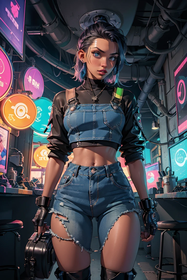 There is a woman with blue hair，holding laptop, style of anime4 K, Anime style. 8K, cyberpunk anime girl, Digital cyberpunk anime art, Guviz-style artwork, digitl cyberpunk - anime art, female cyberpunk anime girl, anime cyberpunk art, Guviz, anime vibes, Anime art wallpaper 8 K, dreamy cyberpunk girl --auto