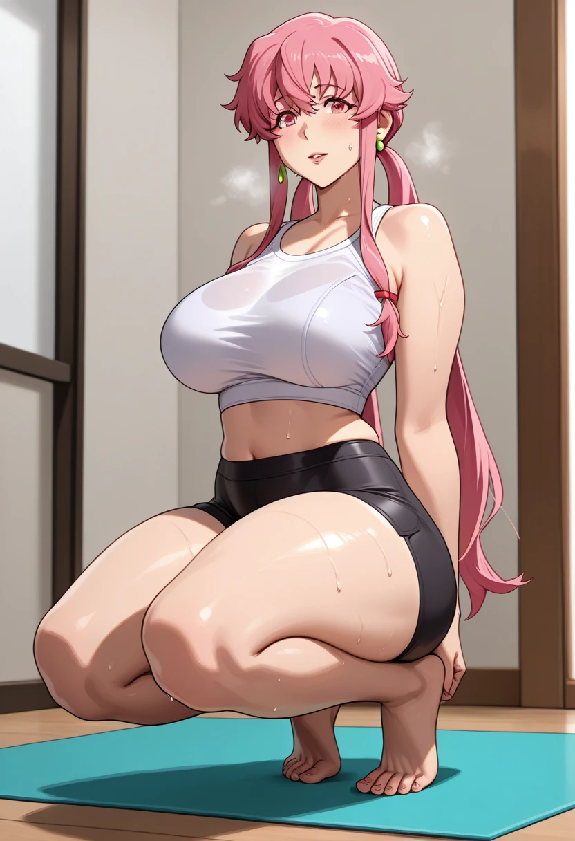 1 girl, alone, This is Takagi, Long Hair, ribbon, Two Pigtails, (Brown eyes: 1.5), hair ribbon, Pink Hair, Glasses, ribbon, red ribbon, black sweater, View Viewer, Are standing, Leaning forward, nude, nipples, ((covering breasts, covering crotch)), anger, throw(From below), indoor, classroom, Big Breasts, Medium Waist, Wide Hips, Medium thighs, Round ass, (masterpiece: 1.2), highest quality, High resolution, unity 8k wallpaper, (figure: 0.8), ( Beautiful fine details: 1.6), Highly detailed face, Perfect lighting, Extremely detailed CG (Perfect hands, Perfect Anatomy),