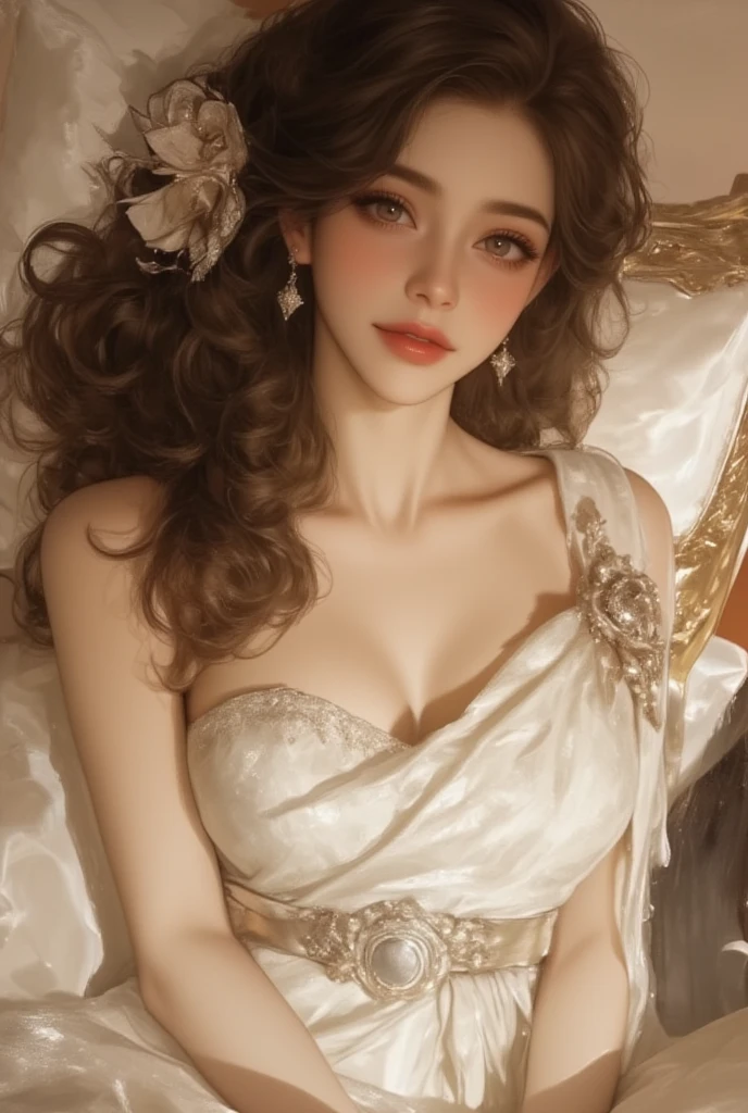 (Surreal), (High resolution), (8k), (Very detailed), (Highest), (Highest品質), (Ultra-detailed), (masterpiece), (wallpaper), (Detailed face), (Beautiful smile)、(Beautiful expression)、solo、((Big Breasts))、(Highly revealing)Gravure Model、Anguish Pose、Sexy look seducing a man, Looking into the camera、((Glamorous Body))、girl,bikini,Large Breasts,((Lying down)),