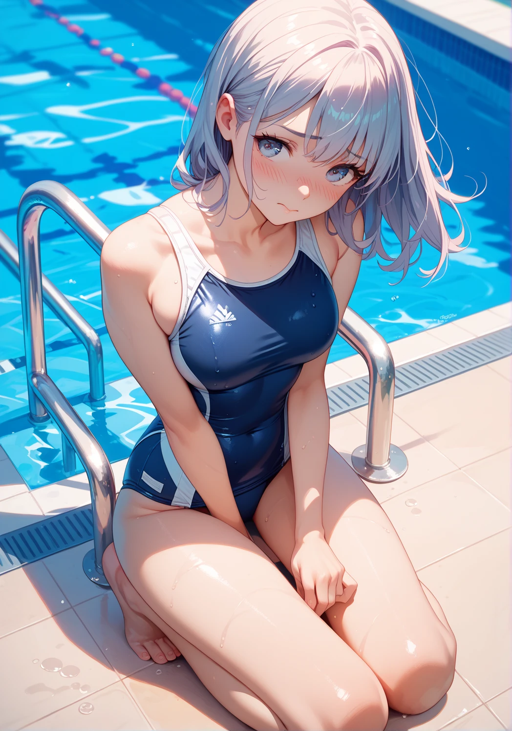 1girl , nsfw,(silver wolf,ginrou), bangs, (Silver Hair,Grey Eyes,Sunglasses on head),happy smile, smile, Open your mouth,((nsfw,full,School Swimsuit、School swimsuit)),Real Summer,Daytime,sunny,My hair is blowing in the wind,whole bodyがイラストに入るように,Slender body,
Destroy outdoors, School,Pool,
壊す looking at viewer,Beautiful breasts,sit,Wide-open legs,Medium chest,whole body,Breaking the angle from above (masterpiece:1.2), Highest quality, High resolution, unity 8k wallpaper, (shape:0.8), (Beautiful details:1.6), Highly detailed face, Perfect lighting, Extremely detailed CG, (Perfect hands, Perfect Anatomy),