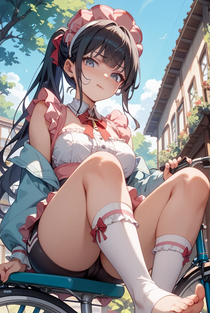 unity 8k wallpaper, anatomically correct, (((masterpiece))), (((highest quality))), (((Super detailed))), (((High resolution))), ((ultimate cutie)), perfect hands, perfect finger, (((excellent anatomy))), detailed beautiful face, shiny hair, (((Improve))), (pot belly), (take up), small breasts, ((thick thighs)), (((alone))), ((enchanting smile)), (((blush))), (half open mouth), ((( against crotch))),Beautiful hands,Beautiful fingers,Detailed finger features,(Detailed hair features:1.7),detailed facial features,detailed clothes features, (perky chest:1.1), (pointed chest:1.3),(double breasted,under bust:1.2), sitting at a table, cute, highest quality visual of a cute girl,eating cakes, ), No sleeve, ((bloomers)), ((Padang juice stain on knee), (elbow pad), (((Sweat))), (((covered in Sweat))), ((deep breath)), in the park, outdoor, lit, looking at the viewer, whole body, (spoken heart)(with sparkling eyes and a contagious smile),her thin pubic hair:1.3, looking at viewer, pose muy sexy"