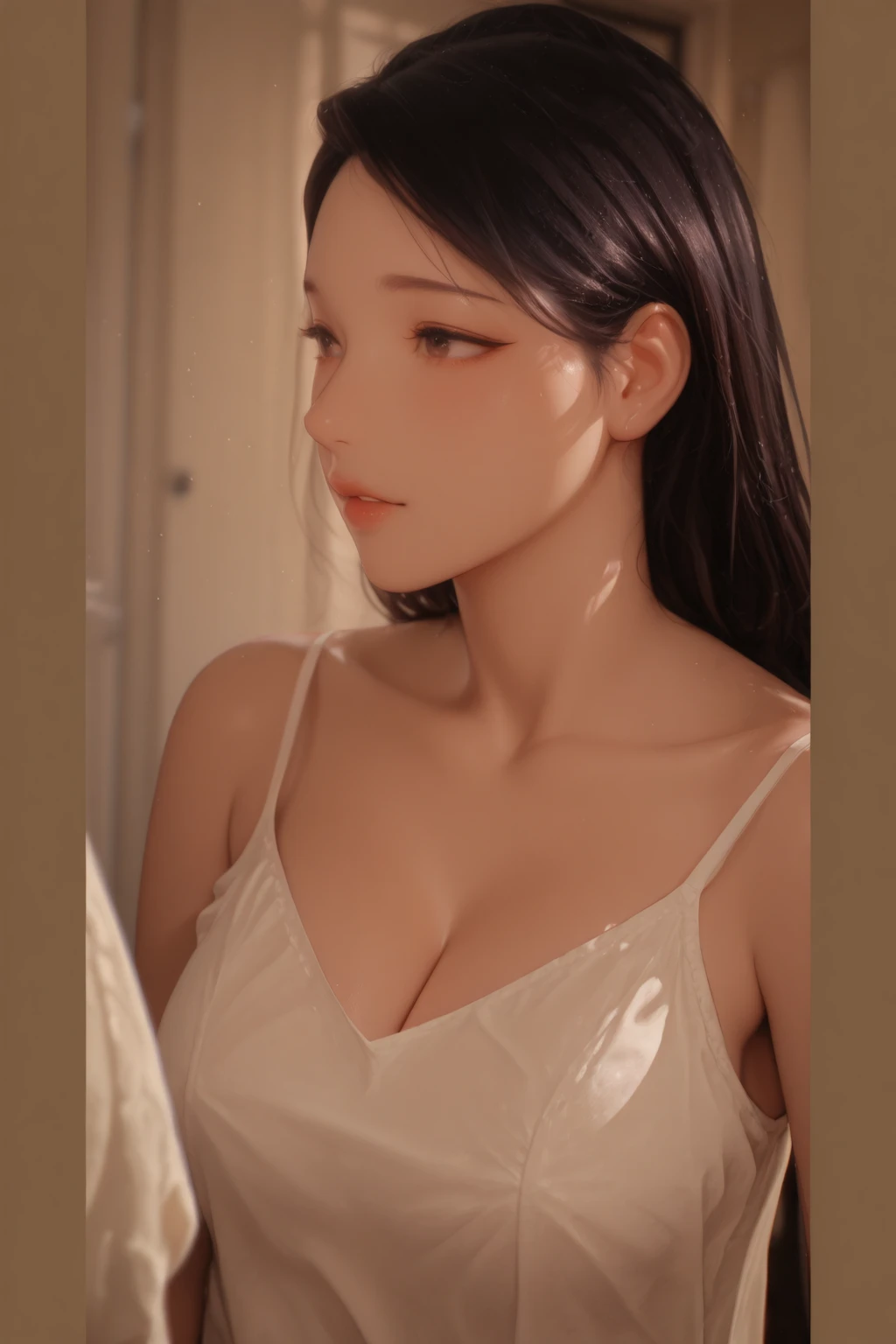 1girl, sex doll, sextoy, naked, artificial rubble white skin, shiny wax body texture, long dark hair, detailed teeth, expressive eyes, shiny wax skin, helpless and submissive shock expression, ecstasy frozen, naked, sexdoll, completely pleased, exposed pussy, mouth open, wide hips, enjoying her state, curvy body, spread legs, completely naked (laying down).
