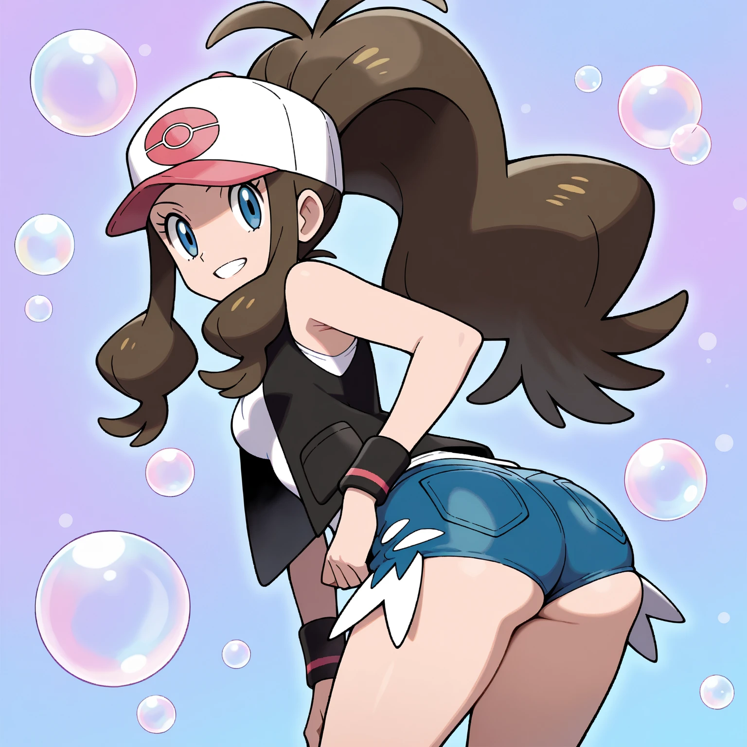 def1, a girl crawling inside a cave, view from behind, fully exposed rear, she looks back with a look of shamem big ass, bubble ass,