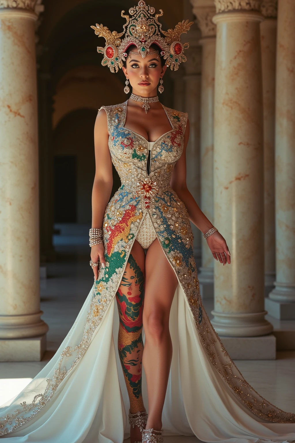 Beautiful woman in intricate Bold and Embellished Outfit