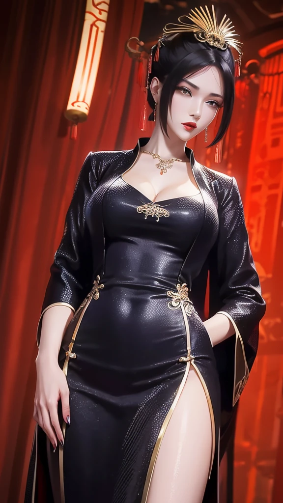 Ancient Chinese High Resolution Masterpiece Best Quality Full Body Big Breasts Black Silk Earrings Chinese 4K