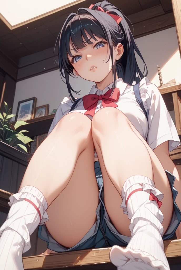 from front,focus on panties,fine underwear,no panty,
,BREAK,nsfw,pyssy,おまんこ,
nico yazawa, black hair, (red eyes:1.5), twintails, hair bow, bow, red bow,
,BREAK,
gyaru, shirt, plaid, bow, blush, white shirt, hair ornament, nail polish, plaid skirt, bowtie, pleated skirt, clevage
,BREAK, 
, open mouth, look down at viewer, {{{shaded face}}}, masterpiece,absurderes, beautiful detailed face
,BREAK,(((cum in pussy)))
,Squat,looking down at viewer,Squatting, 
((masutepiece,hight resolution)), masutepiece, Best Quality, , absurderes, Perfect Skin, Detailed skin texture, ultra-detailliert, 8K, Intricate details, beautifull detailed face,hight resolution, 1girl ,from front.
indoors,locker room