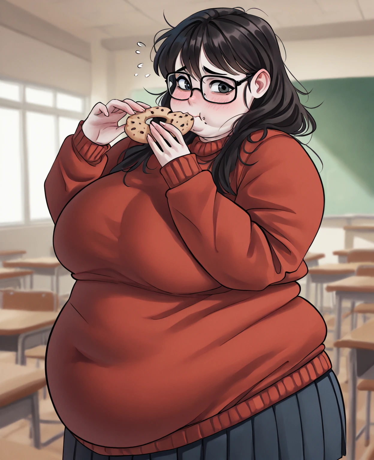 fat, large belly, big belly, very fat, large stomach, chubby (best quality, masterpiece), kobeni, at, large belly, standing, fat belly, very fat, large stomach, chubby,very fat, safe for work, obese, giant belly, fat, huge, heavy, very fat, safe for work, fat, large belly, standing, grabbing belly, very fat, large stomach, chubby (best quality, masterpiece), safe for work, obese, giant belly, fat, huge, heavy, very fat, safe for work, fat, large belly, standing, grabbing belly, very fat, large stomach, chubby (best quality, masterpiece), Christmas, wearing sweater, eating, sitting down, table full of food, cookies, eating cookies, very fat, Christmas season, Christmas time, Christmas season, holidays, Christmas sweater, ponytail, hair clips
