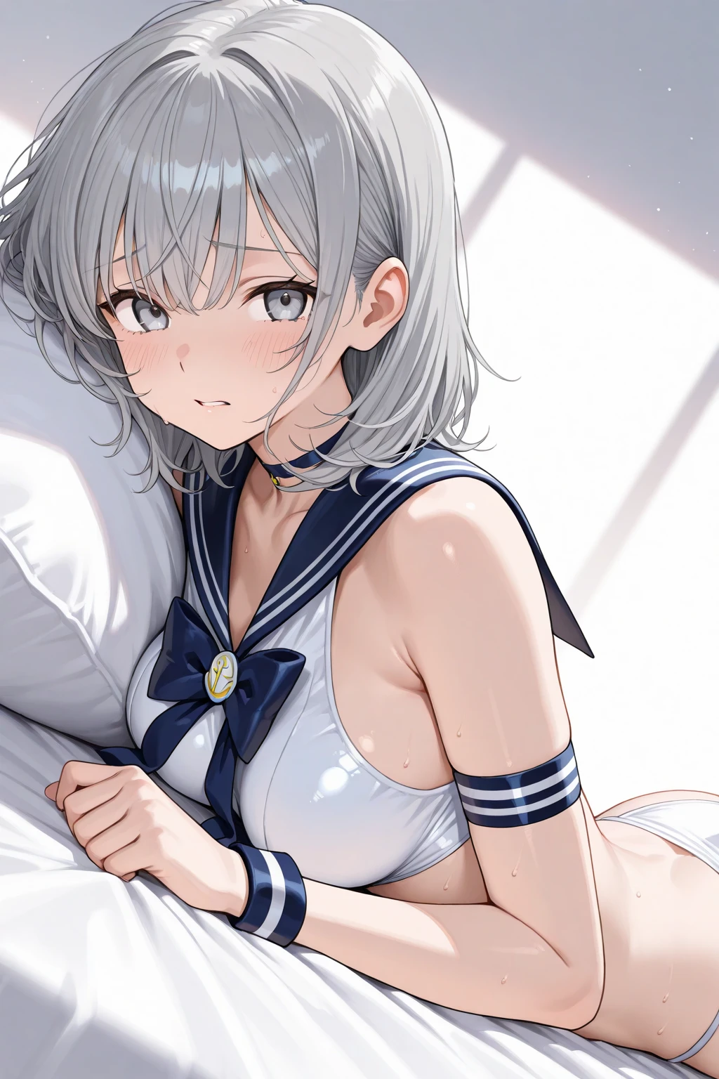 Girl in a sailor suit, tops short and underboobs showing, skirt short, erotic, sexy