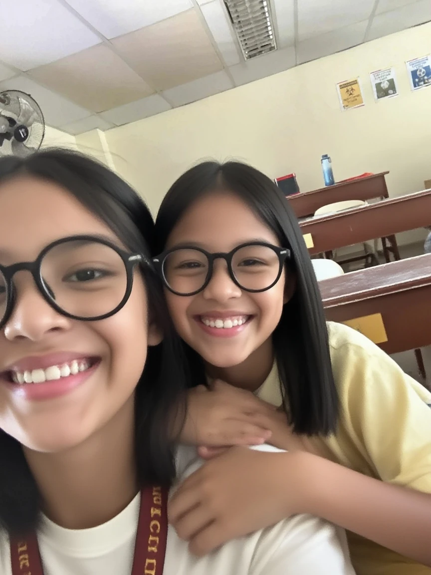 A school girl selfie with a boy