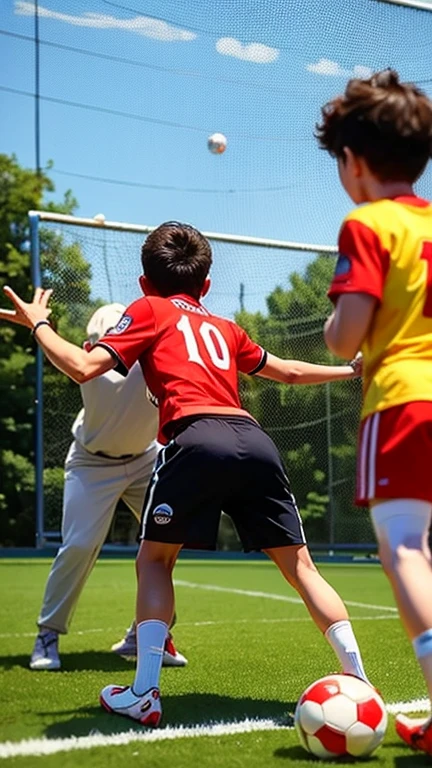 Blindfold、Primary school students、boy、soccer