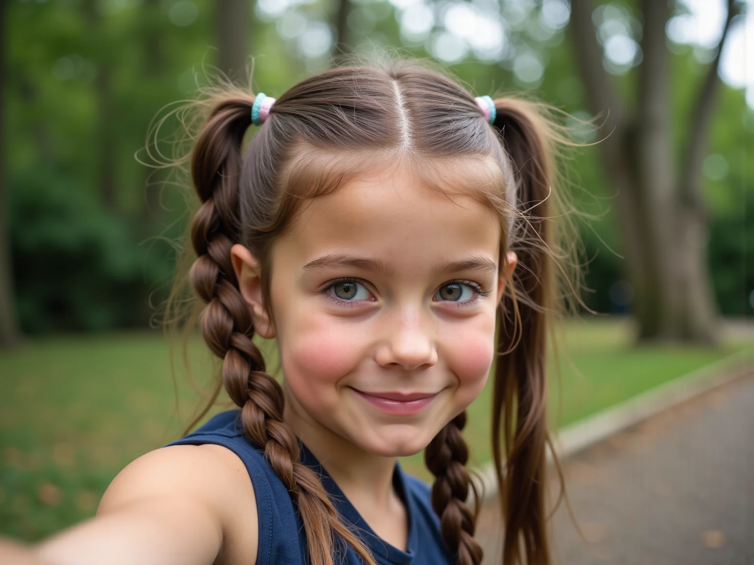 young girl with pigtails