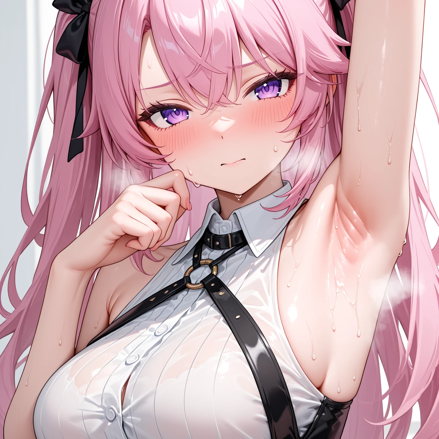 mitsukasa ayas，army suit，Manteau，White color blouse，maid bikini，black pantyhose，mitts，A sexy pose，Inside the command room