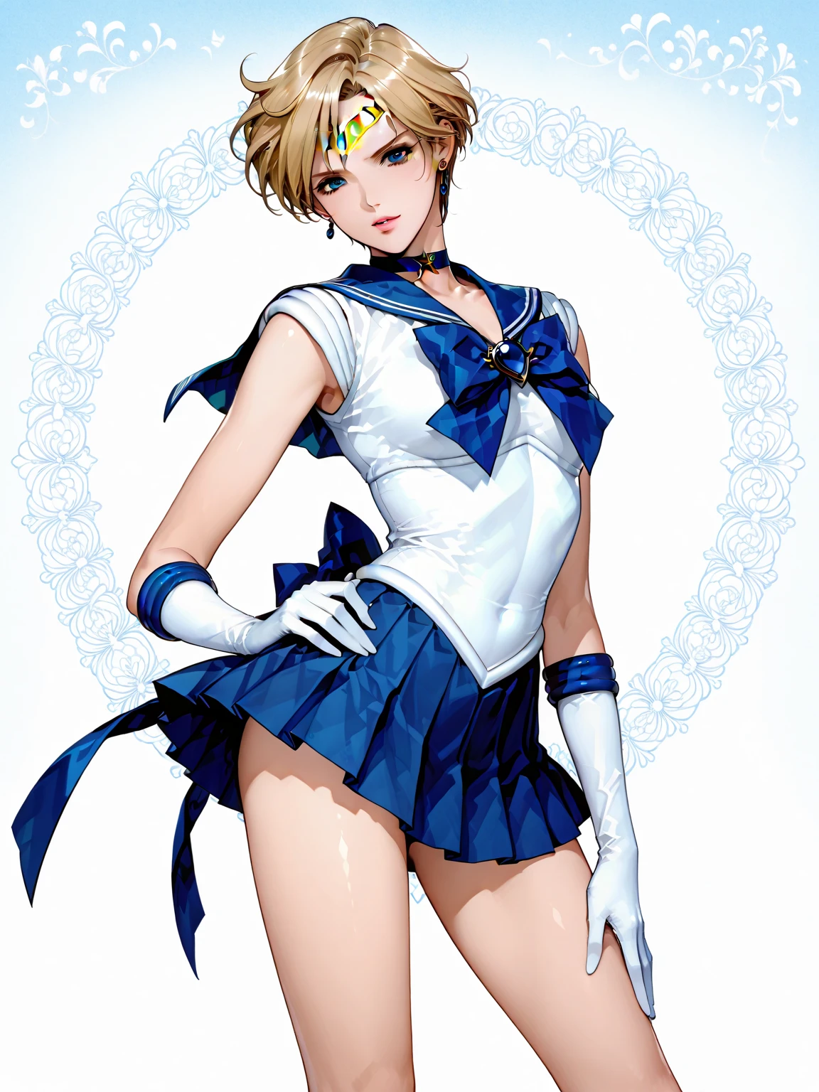 1 girl, (sailor moon), slender body, sweaty skin, delicate beautiful face, embarrassed, small tits, erected, shiny white swimsuit, sailor collar, camel-toe, open legs at shoulder, street, ultra detailed, professional illustration, full body, seductive posing, dynamic angle, (masterpiece:1.8), (best quality:1.5)、nsfw